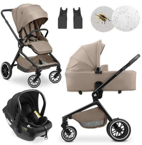 hauck 3in1 Kinderwagen Set Move N Care mit Babyschale - Mocha | Kombikinderwagen ab Geburt bis 22 kg mit Federung & wendbarer Sitzeinheit | inkl. Drive N Care Kindersitz