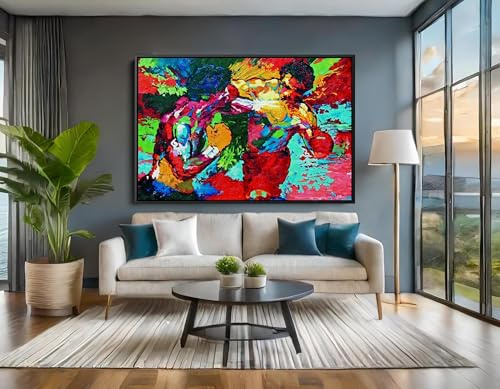 LMYCHENG Farbenfrohe abstrakte Poster und Drucke, Rocky Balboa vs. Apollo Creed Leinwandbild Wandbild Sportzimmer Dekoration Gemälde (80x120cm/Rahmenlos)