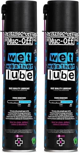 Muc-Off Wet Weather Lube Kettenöl Fahrrad für Nasses Wetter 400 ml - Biologisch Abbaubares Fahrrad Schmierfett Kettenfett, Kettenspray Fahrrad, Hohe Wirksamkeit Über Lange Strecken - Für Jedes Wetter