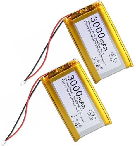 2 Baterías 3,7V 3000 mAh de Polímero de Litio para Placa de Desarrollo ESP32, 3, 7V Baterías de Litio de para ESP32 con Placa de Protección y JST 1
