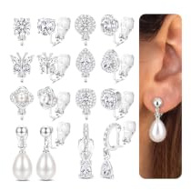 KALVICA 8 Paar Clip Ohrringe Ohrclips Damen Ohne Ohrlöcher Ohrringe Set | Hypoallergene 14K Vergoldet Ohrringe ohne Ohrloch CZ Ohrstecker Perlen Ohrringe Hängend Creolen Fake Ohrring Gold/Silber
