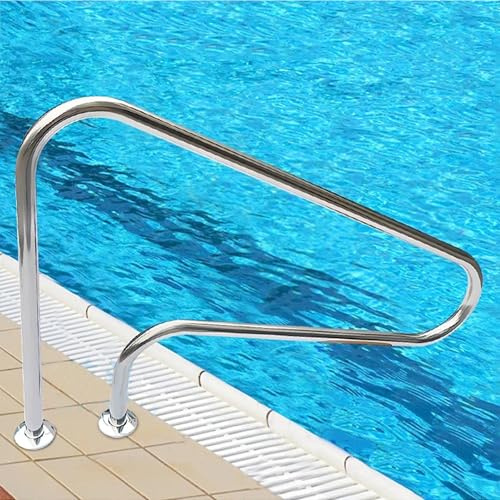Pasamanos de piscina acero inoxidable 304, barra agarre piscina grosor 0,15 cm antioxidante, barra soporte seguridad antideslizante resistente, manija plata válida piscina interior exterior spa baño