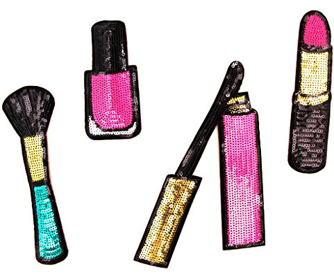 Sharplace 5 Lippenstift Aufnäher Bügelbild Aufbügler Patches Applikation Bügelbilder für Kleidung Jeans Tasche Deko