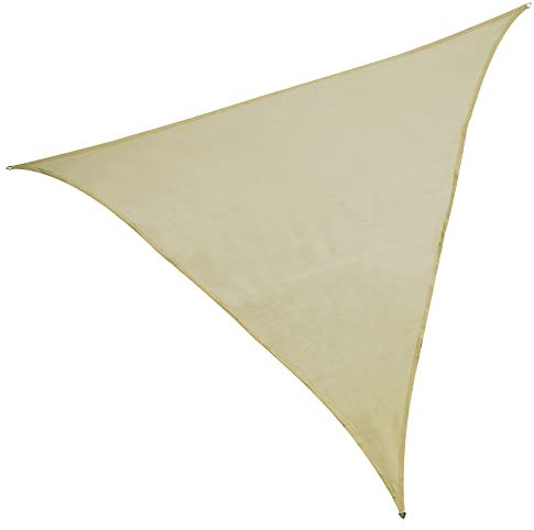 LOLAhome Toldo Vela de Sombra ANTICHARCOS | 5x5x5 m Triangular Arena | Fibras Alta Resistencia 200gr/m² HDPE, Protección UV, Transpirable | para Exteriores: Jardín, Patio, Terraza