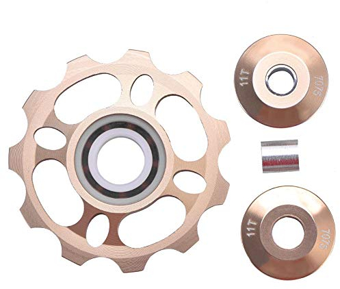 Alomejor Fahrrad Schaltwerk Aluminiumlegierung 11T Pulley Schaltwerk Riemenscheibe Schaltröllchen für Straße Mountainbike Fahrrad(Golden)