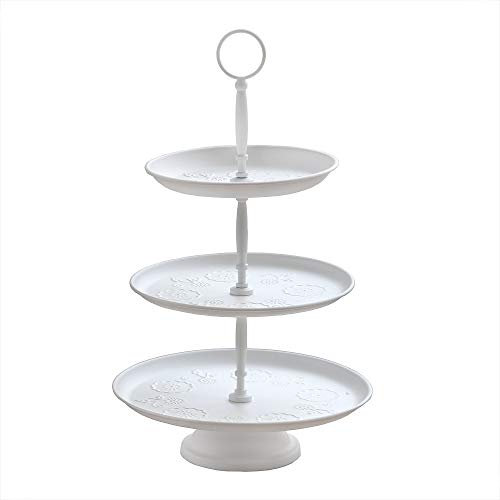 Grafelstein Etagere BLOMSTER weiß aus Metall mit skandinavischem Blumenmuster Metalletagere