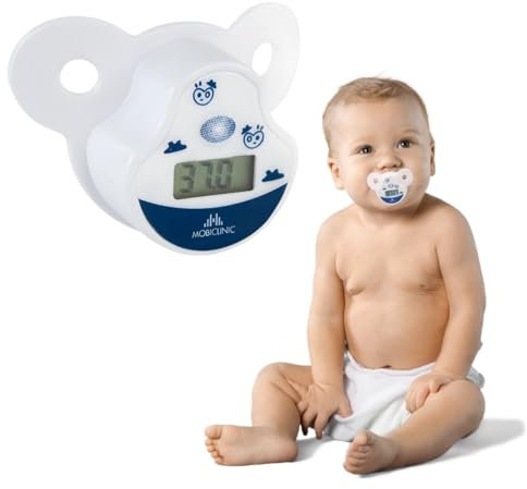 Mobiclinic ®, Schnullerthermometer baby, Europäische marke, Thermometer, Schnuller, Fieberthermometer, Mit fieberalarm, Digitales, Lcd-anzeige, Soft, Präzise technologie, Weiß