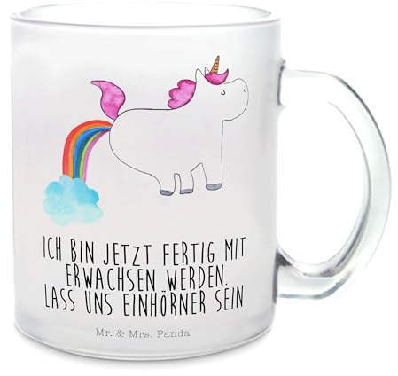 Mr. & Mrs. Panda Teetasse Einhorn Pupsend, Premium Glas, 300 ml