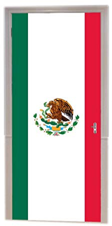 A.Monamour Türtapeten Selbstklebend 3D Mexikanische Nationalflagge Mexiko Flagge Banner Drucken Türtapete Türposter Tapete 77x200cm