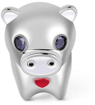 GNOCE Schweinförmige 925 Sterling Silber Charm Perle Bring dir Glück und Reichtum Tierkreiszeichen Charm Anhänger Bestes Geburtstagsgeschenk für Sie