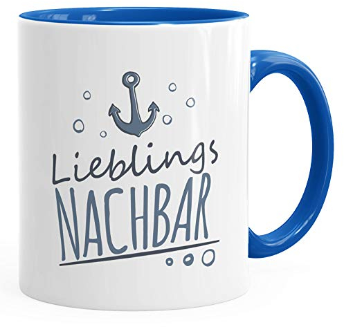 Moonworks® Kaffee-Tasse Schriftzug Lieblings - Kollege/Nachbar mit Ankermotiv Geschenk Lieblingsperson Nachbar royal unisize