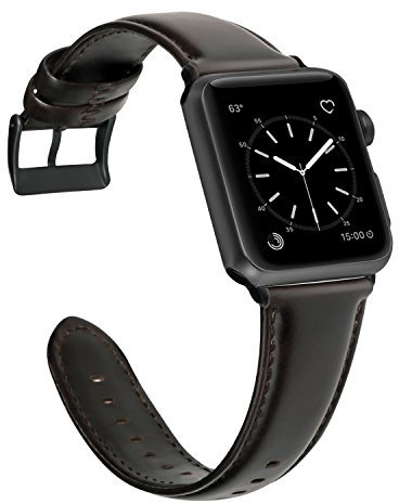 GOOYIN Cinturino per Apple Watch Series 5 Serie 4 3 2 1 Uomo Donna Alto Grado Pelle Cinghia Orologio da Polso Band Robusto Bracciale Sostituzione Cinturini di Ricambio per iWatch 44mm 42mm, Marrone