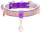 PetsHome Katzenhalsband, Hundehalsband, [Bling Strasssteine] Premium PU Leder mit Anhänger Verstellbare Halsbänder für Katzen und kleine Hunde, Extra Small Lila