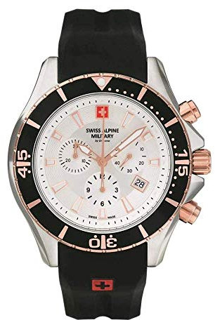 Swiss Alpine Military Herren Uhr Chronograph Analog Quarz 7040.9852SAM Siikon