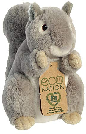Aurora World Aurora, 35011, Eco Nation, Eichhörnchen, 20cm, Plüschtier, Grau & Weiß