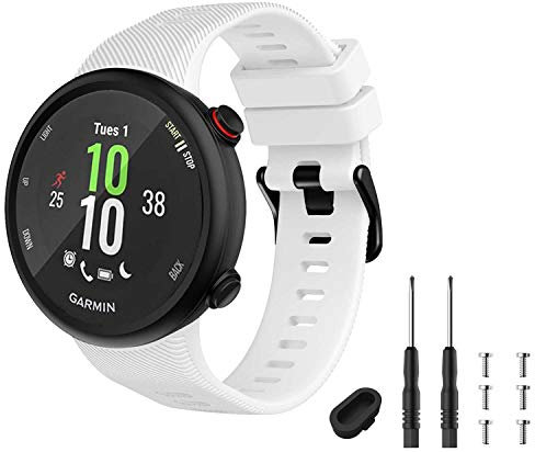 TopPerfekt Bracelet Compatible avec Garmin Forerunner 45s, Band Montre Sport en Silicone, Straps de Remplacement pour Forerunner 45s (Blanc)