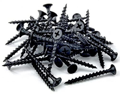 100 x 70mm Screws Black for Wood Corse Screw Plasterboard Drywall Black Phosphate