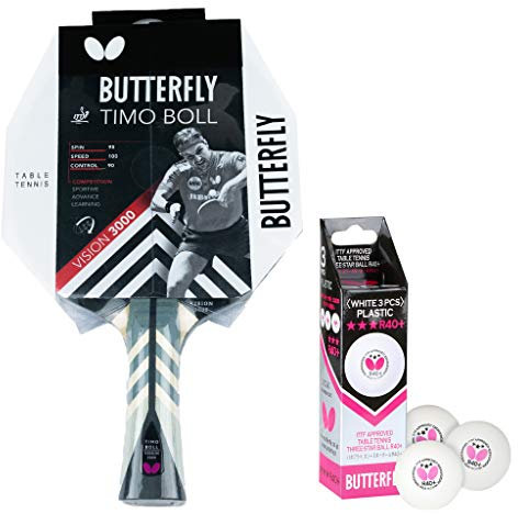 Butterfly® Timo Boll Vision 3000 Tischtennisschläger | Tischtennis Racket Bat TT Profi Wettkampfschläger für technisch fortgeschrittene Spieler | ITTF zertifizierter Wakaba Belag | Griffform konkav