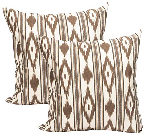 TRESMESTRES Sofa Kissenbezüge - Mediterranes Design, Lebendige Farben, Ikat-Muster - Deko Kissenbezüge Boho, Lässig und Modern - Kissenbezüge 45x45 cm - Braun, 2er Set