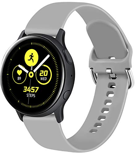 ZGCE Armband Kompatibel mit Samsung Galaxy Watch Active/Active2 40mm/44mm Armband, 20mm Weiche Silikon Ersatz Uhrenarmband für Samsung Galaxy Watch 42mm / Galaxy Watch 3 41mm (S,Grau)