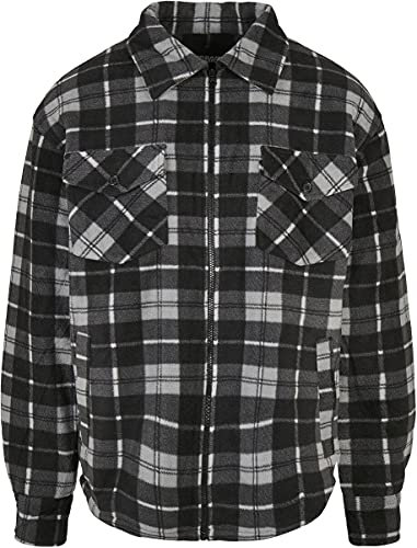 Urban Classics Veste À Carreaux Chemise Teddy Homme Veste d'hiver noir/blanc XXL, 100% Polyester,