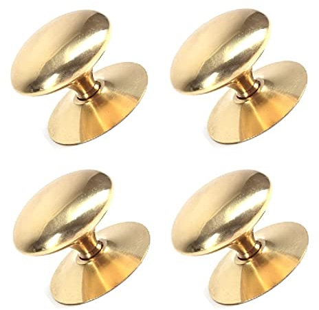 TERF® 25mm Traditional Victorian Polished Brass Cabinet Door Knobs 25mm Chest Drawer Cupboard Kitchen Wardrobe Door Pull Handle Knobs with Fixing Screw for Use Home and Office - Pack of 4