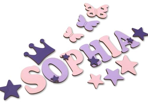 Holzbuchstaben I Türbuchstaben, Buchstaben personalisiert I Kinderzimmer I Deko Kinderzimmertür Dekoration I Geburtsgeschenk Taufgeschenk I Taufe Geburt Geschenk Jungen Mädchen (Farbmuster SOPHIA 7cm)