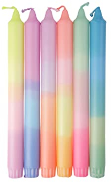 MADAM ERLE | 6er-Set Dipdye Stabkerzen | LIVA | handgemacht extra lang | neon farbig | bunt | lange Brenndauer| Dekokerzen | Wohnzimmerdeko | tolle Geschenkidee für Frauen Freundin| (Stearin)