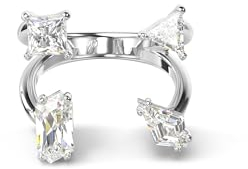 Swarovski Mesmera Offener Ring, Weißer und Rhodinierter Damenring mit Edlen Swarovski Kristallen