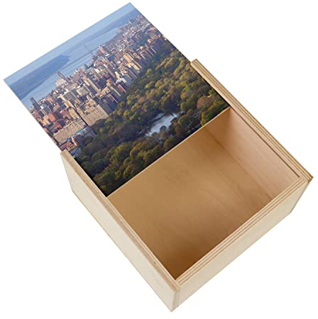 Fabulous Kiste aus Holz – Luftblick von Central Park und Golden Gate Bridge New York (11 x 11 x 3,5 cm)