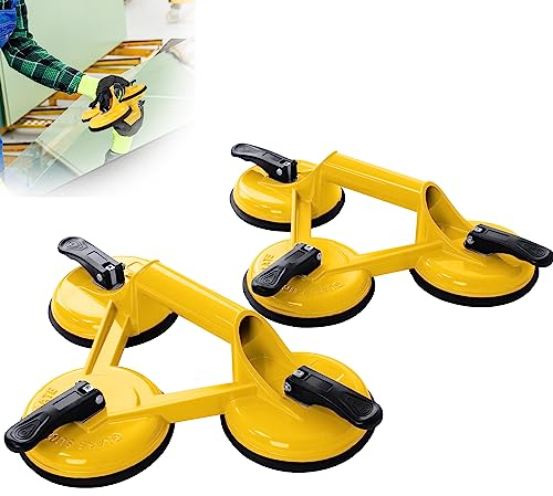 XMTECH 2 Stücke Aluminium Saugheber 120mm Glasheber Glassauger Tragkraft 120kg, Vakuumheber Glasheber Mit DREI Saugnäpfen,für den sicheren Transport Glasplatten,und anderen glatten Gegenständen
