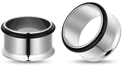 Longbeauty 1 Paar G23 Titan Ohr Dehnung Set Piercing Ohr Tunnels Knochenstab Dehnungsset Dehnstab Expander Silber Punkstil, 22MM