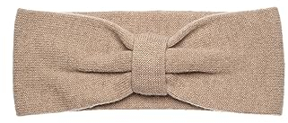 KNITAS Bandeau en cachemire en laine mérinos double couche pour femmes I Bandeau d’hiver pour femmes tricoté tricoté cache-oreilles cache-oreilles, couleur beige - taille unique