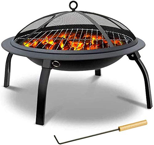GagalU Klappbare Feuerstelle aus Stahl mit Funkenschutz und Aufbewahrungstasche, tragbare Outdoor-Camping-BBQ-Grill-Feuerschale, für Terrasse, Hinterhof, Feuerstellen im Freien