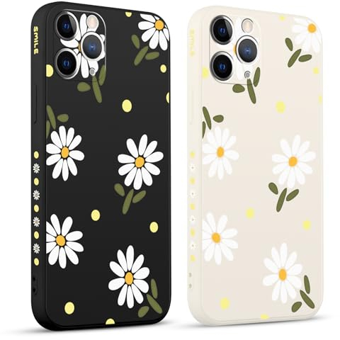 Pnakqil 2 Pezzi Cover per Apple iPhone 11 Pro 5.8 Margherita Crisantemo Romantico Disegno Morbido Donne Protezione Sottile Anti Fotocamera Silicone TPU Custodia Morbida Antiurto Case