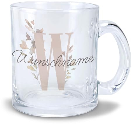 Kiwistar Tasse transparent Glas - Name Gras - individuell personalisiert mit Wunschtext bedruckt - Texttasse selbst gestalten - Tassen selber personalisieren - Spruch - Geschenk - Motivtasse