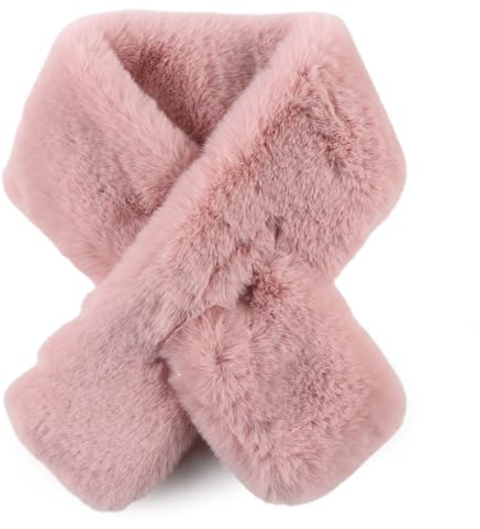 XIAOHAWANG Calda sciarpa invernale da donna, in finta pelliccia, scaldacollo in pile, rosa, 34.3(87cm)