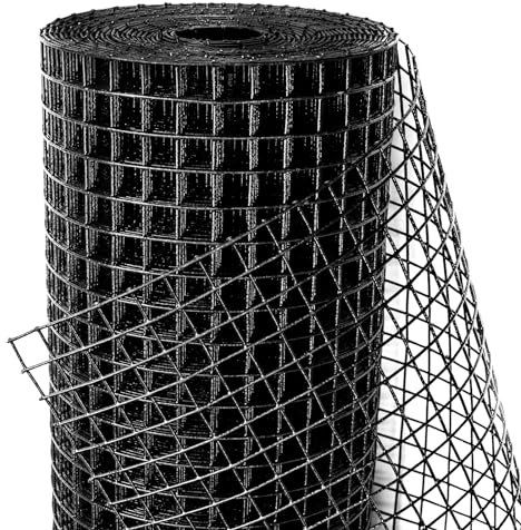 PotNet Fauna Shield schwarzes Vinyl-PVC-beschichtetes Hardware-Gewebe, 1,27 cm x 30 m, 19 Gauge, Maschendraht, Rolle, Drahtzaun, Rollen, Kaninchendraht
