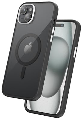 FLOLAB Surtect Tri-Fusion magnetische Schutzhülle für iPhone 15, schlankes Design, Magsafe-kompatibel, militärischer Rahmen, schwarze Rückplatte, arktisches Weiß
