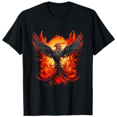 Phoenix Reborn Neuanfang Symbolische Flammen unter der Sonne T-Shirt