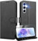 UITUIM Cover per Samsung Galaxy A55 5G Cover Custodia a Libro Portafoglio in Pelle con Vetro Temperato Pellicola Cover Porta Carte Flip Case Protettiva Custodia per Samsung Galaxy A55 5G,Nero