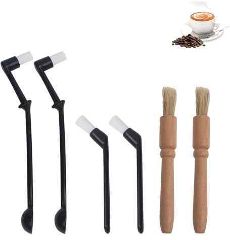 Sewokon 6PCS Coffee Brush Set, Coffee Machine & Grinder Cleaning Brushes, Wood & Plastic, Brown