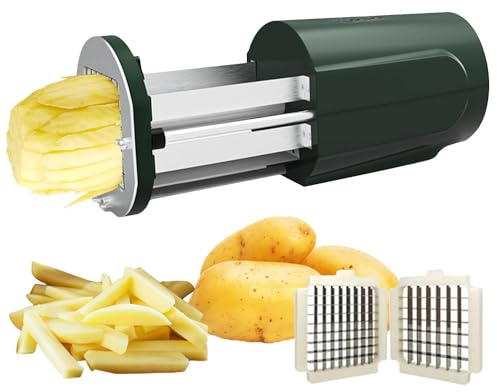 AUTUMFLATGAO Coupe-Frites électrique, Coupe-Pommes De Terre Professionnel, avec Lame en Acier Inoxydable De 1/2 Et 3/8, Machine à Frites, Trancheuse De Pommes De Terre, Carottes, Concombres