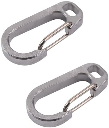 2 Pack Titanium Carabiner Clips, Heavy Duty Keychain Snap Hook, Quick-Release Keyring for Men Women Camping Fishing Hiking Dog Leash Accessories (Silver)