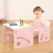 FUNLIO Montessori Beikosttisch und Stuhl-Set für Kleinkinder 1-3 Jahre, höhenverstellbar, Kinder-Tisch und Stuhl zum Lesen/Essen/Spielen, einfach aufzubauen - Rosa