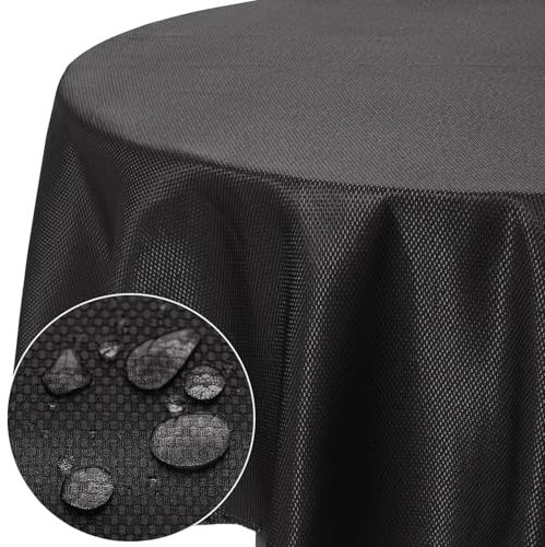 Softalker Mantel Antimanchas Redondo 140 cm de Diámetro Gris Manteles Exterior Impermeable de Jacquard Geométrico, Lavables, Protege la Pequeños Mesa Comedor para Sala de Estar,Cocina,Salon,1 Pieza