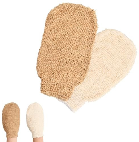 YILANJIN 2Pcs Gant de Chanvre Exfoliant,Gant exfoliant en jute,Gommage corps naturel,Douche Gant de Bain Mitaine Mitaine de Bain Éponge Épurateur Enlever La Peau Morte pour Hommes Et Femmes