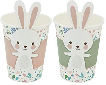 Bunny Easter Tableware Set - Disposable Paper Plates, Napkins, Cups, Tablecloth, Cutlery for Easter & Kids Birthday Parties - Includes Party Flags (One Size)