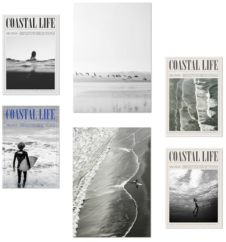 Nacnic-Set mit 6 Postern Sommer, Strand und Meer Designillustrationen zur Dekoration der Wände Ihres Zuhauses. Räume A3 & A4 Rahmenlos