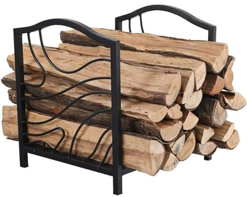 MYVVKIA Brennholzregal mit gewelltem Design, Holzregal für drinnen/draußen/Feuerstelle, leicht zusammenzubauendes Holzregal für Brennholz/Holzscheite/Bauholz/Anzündholz